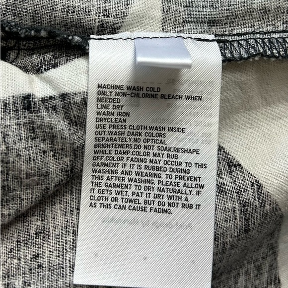 Marimekko x Uniqlo Dress XS Black White Bold Print Linen Cotton Kaftan Pockets - Picture 6 of 8